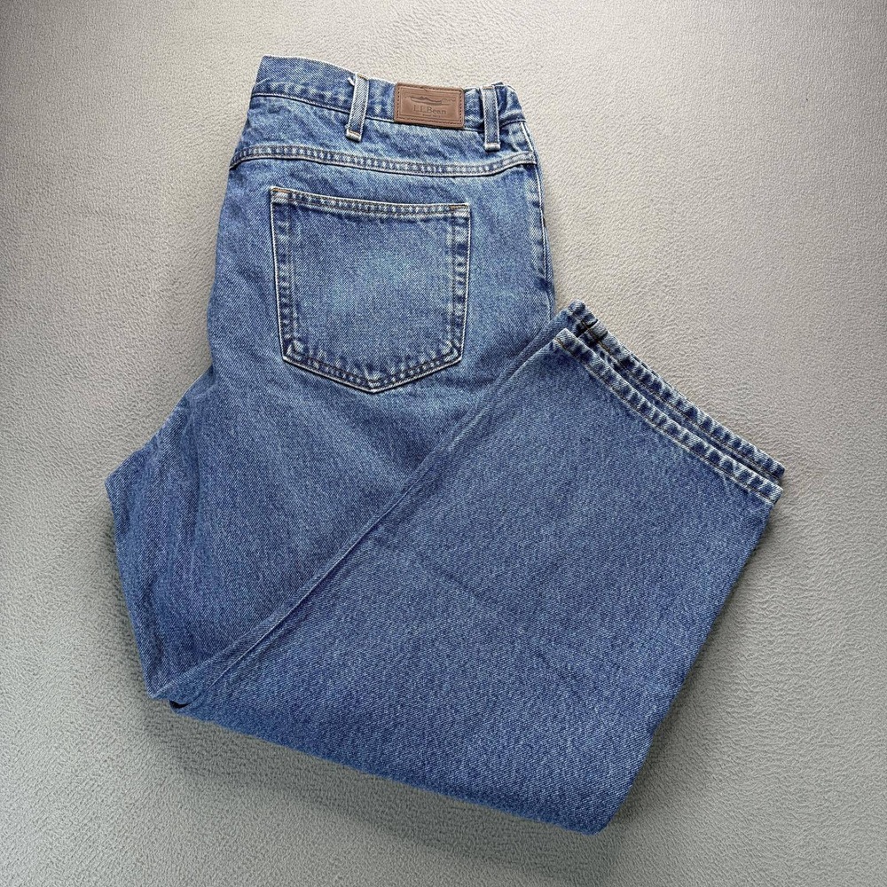 LL Bean Comfort Waist Jeans Men 42x27(FIT 38x27) Blue Relaxed Straight Leg Denim